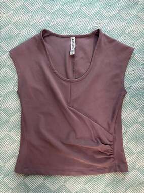 Athleta Bayview Faux Wrap Ribbed Cap Sleeve Top